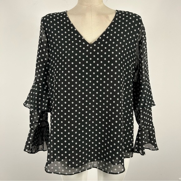 ❤️Calvin Klein Black Polka Dot Women's Top M - Picture 3 of 12